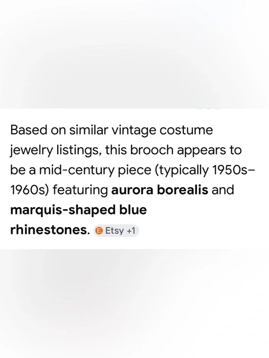 Vintage Gold Floral Brooch with Deep Blue and Iridescent Stones - Picture 6 of 7